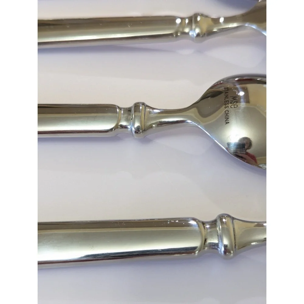 4 MSE Martha Stewart EMPIRE Stainless Flatware Soup Spoon Heavy Handle 7 7/8